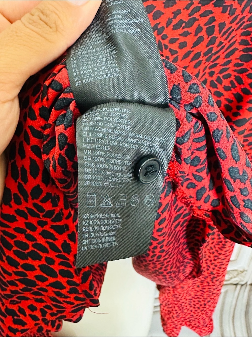 H&M Red and Black Printed Button-Down Shirt - Picture 6 of 7